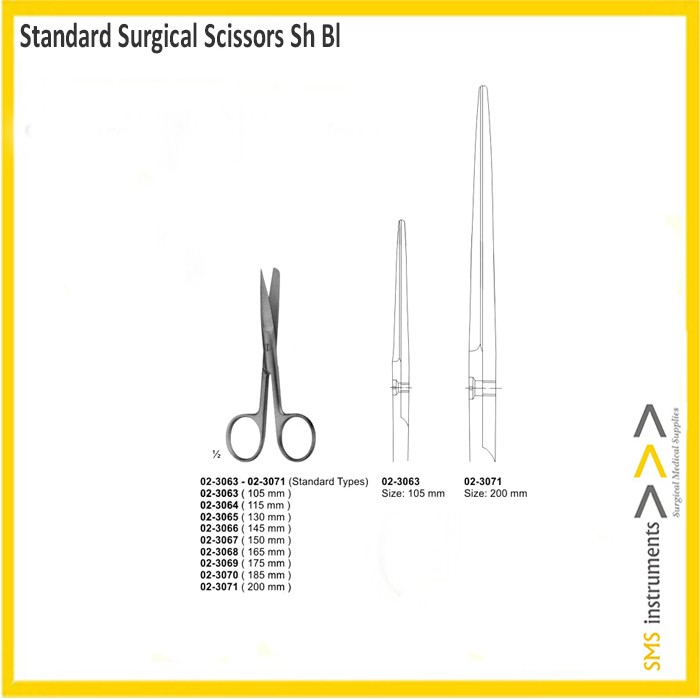 SURGICAL SCISSORS, STANDARD, STRAIGHT, SHARP/BLUNT 11.5 